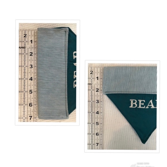 HANDMADE DOG BANDANA PERSONALIZED EMBROIDERED BEAR REVERSIBLE SLIP ON COLLAR - Picture 5 of 9